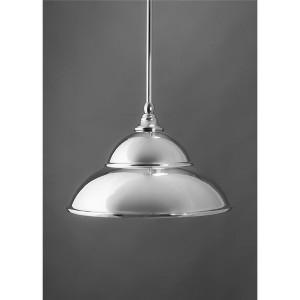 Toltec Lighting Any 1 - Light Pendant in  Chrome with 13” Chrome Double Bubble Metal Shade Shade - 1 of 1