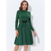 Allegra K Women's Elegant Work Sheath Mock Neck Flare Long Sleeve Knit Midi Dress - 3 of 4