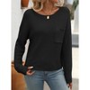 Womens Waffle Knit Tops Oversized Long Sleeve Crewneck Shirts Business Casual Blouses Basic Shirts - 4 of 4