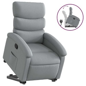 vidaXL Power Lift Recliner Chair for Elderly - Light Gray Fabric, Electric-Assist Stand, Manual Recline, Padded Comfort, Side Pocket, Solid Frame - 1 of 4