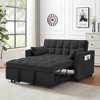 TIRAMISUBEST 3 IN 1 SOFA Velvet Loveseat Futon Pull Out Sleeper Bed Adjustable Backrest Toss Pillows Side Pockets Space Saving - 4 of 4