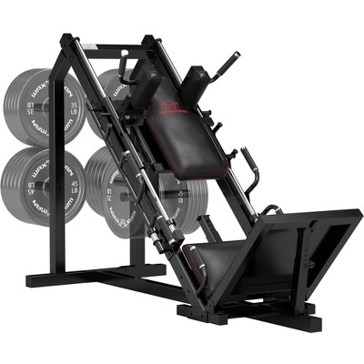 Waxman 2-in-1 Leg Press Hack Squat Machine, Lower Body Exercise with Linear Bearing & Weight Storage for Quads & Hamstrings