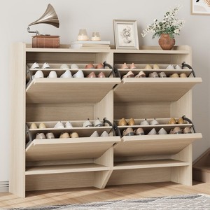 Shoe Cabinet for Entryway, Hidden Shoe Organizer with 4 Flip Drawers - 1 of 4