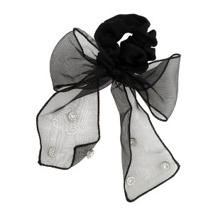 Unique Bargains Grace Flower Pearl Ribbon Bow Hair Elastic Band 1 Pc - 1 of 4
