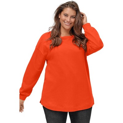 ellos Plus Size French Terry Blouson Sleeve Sweatshirt Tunic