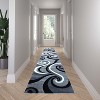 Emma And Oliver 5x5 Round Accent Rug With Modern 3d Sculpted Swirl Pattern  And Varied Texture Piling In Black, White & Gray : Target