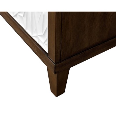 Modern Brown Wood Console with White Embossed Doors