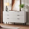 Fluted 6 Drawer Dresser, Wide Wood Double Dresser with Metal Legs and Handles - 3 of 4
