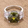 Slickblue Stylish Olive Triplet Women's Ring - 8.2 Ct Cushion Cut, Rhodium Plated - 2 of 2