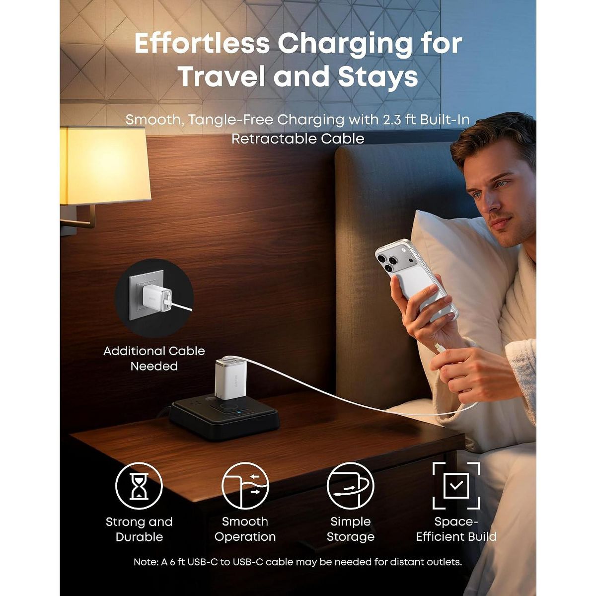 Anker Nano Retractable USB C Charger, Compact 35W 2-Port with Built-in InstaCord Retractable Cable, for iPhone 17/16/15, iPad (White, Non-Battery) - thumbnail 5