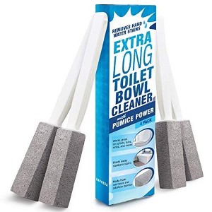 Impresa [4 Pack] Extra Long Handled Pumice Stone Toilet Bowl Cleaner - Limescale Remover - Pumice Toilet Brush - 1 of 4