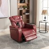 270° Swivel Power Recliner Chair with Tray Table, Phone Holder, Cup Holder & USB Port, PU Leather Home Theater Seat w/ Arm Storage, Red - ModernLuxe - 2 of 4