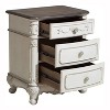 Vynxaria Cinderella Collection 3 Drawer Nightstand, 2 Tone Antique White Gray Rub Through and Oak, Victorian Style - 2 of 4