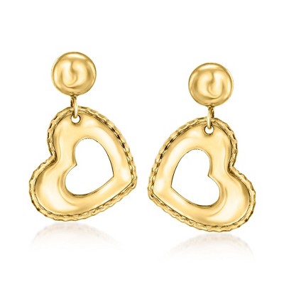 Ross-Simons Italian 14kt Yellow Gold Heart Drop Earrings