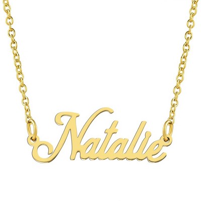 KISPER 18K Gold Plated Stainless Steel Personalized Name Pendant Necklace