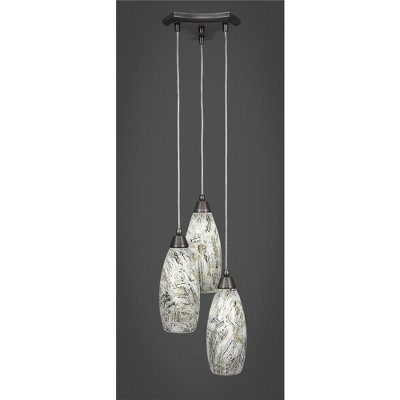 Toltec Lighting Europa 3 - Light Pendant in  Brushed Nickel with 5.5" Natural Fusion Shade