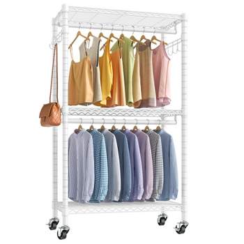Timate F3 Garment Rack Industrial Pipe Wall Mounted Clothing Rack Walk in  Closet Systems, White