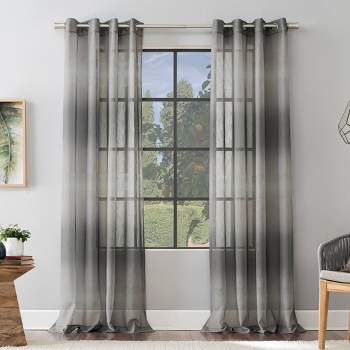 96"x52" Atlantic Ombre Open Weave Sheer Grommet Top Curtain Panel Gray - Scott Living