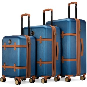 Badgley Mischka Grace 3pc Expandable Hardside Spinner Retro Luggage Set - 1 of 4