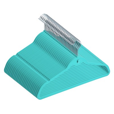 Teal Velvet Non-Slip Cascading Suit Hangers, 17.5 Inches, 50 Pack