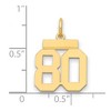 Black Bow Jewelry 14k Yellow Gold, Athletic Collection, Small Polished Number 80 Pendant - 2 of 3