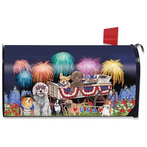 Briarwood Lane Patriotic Pups Fourth of July Mailbox Cover Fireworks Dogs Standard - 1 of 3