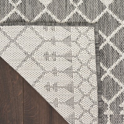 Charcoal Moroccan Trellis Flatweave 4' x 6' Outdoor Rug