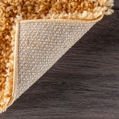 Luxe Soft Yellow Synthetic Shag Rug, 4' x 6', Reversible