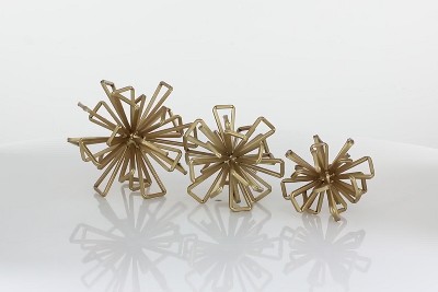 Gold Metal Geometric Sculptures Set of Three