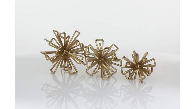 Set of 3 Geometric 3D Star Metal Sculptures Gold - Olivia &#38; May, 2 of 17, play video