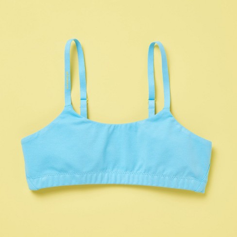 Yellowberry Girls' Super Soft Cotton First Training Bra with Convertible  Straps - Medium, Blue Wave
