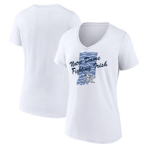 NCAA Notre Dame Fighting Irish Women's V-Neck White T-Shirt - 1 of 3