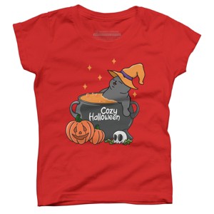Girl's Design By Humans Cozy Halloween By kimprut T-Shirt - 1 of 4