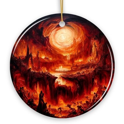 Fiery Hellscape Dante's Inferno Ceramic Ornament, Painting Halloween Gift And Decor| OrnamentallyYou