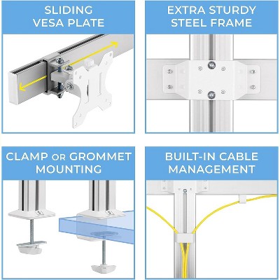 Silver Heavy-Duty Clamp-On Four Monitor Mount
