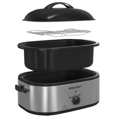 Heynemo Electric Turkey Roaster Oven with Visible Glass Lid, with Removable Pan & Rack, Stainless Steel