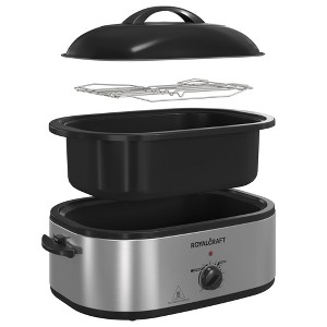 Heynemo Electric Turkey Roaster Oven with Visible Glass Lid, with Removable Pan & Rack, Stainless Steel - 1 of 4