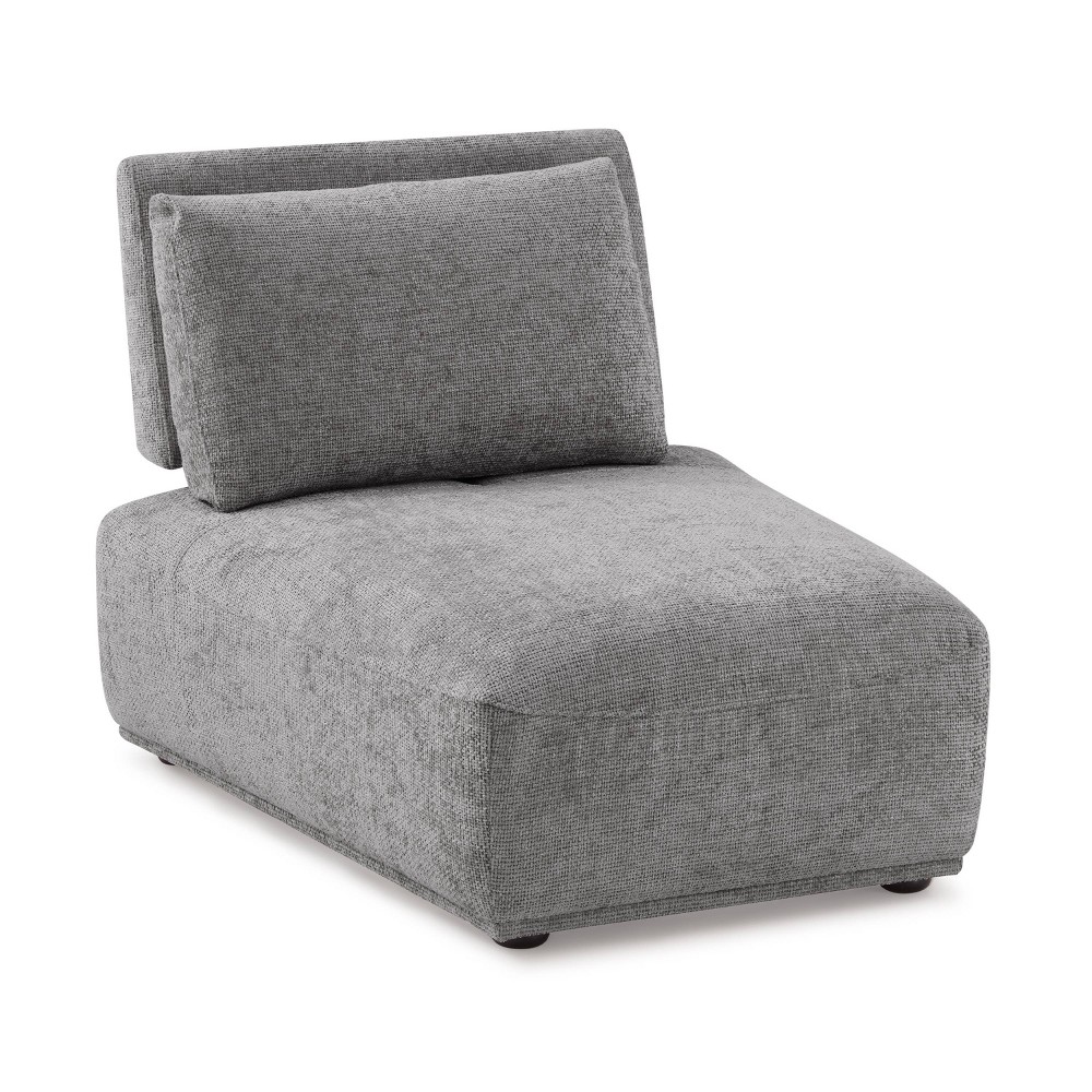 HOMES: Inside + Out Povoa Modern Modular Trapezoidal Armless Chair Chenille with Extendable Backrest Gray