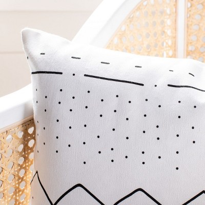 White Cotton Rectangular Abstract Throw Pillow