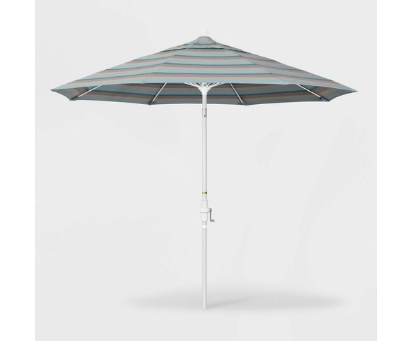 9' Sun Master Patio Umbrella Collar Tilt Crank Lift - Sunbrella Gateway Mist - California Umbrella