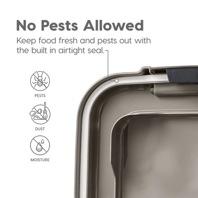 Gray Plastic Airtight Pet Food Storage Container Combo with Scoop and Casters