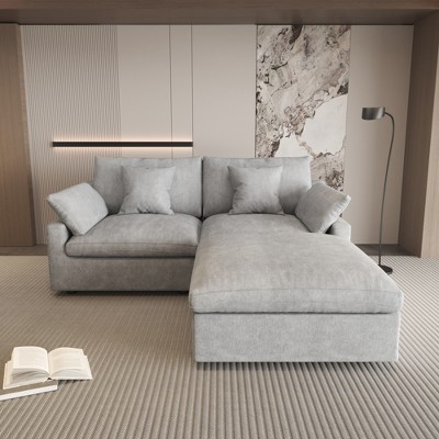 WJShome Cloud Couch Modular Sectional Sofa,82.68" L Shaped Couch,Down Filled Convertible Wide Seater,2 Seater+Ottoman,Covers Washable&Replaceable