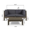 GDFStudio Keith Outdoor Acacia Wood Loveseat and Coffee Table Set with Cushions - 3 of 4