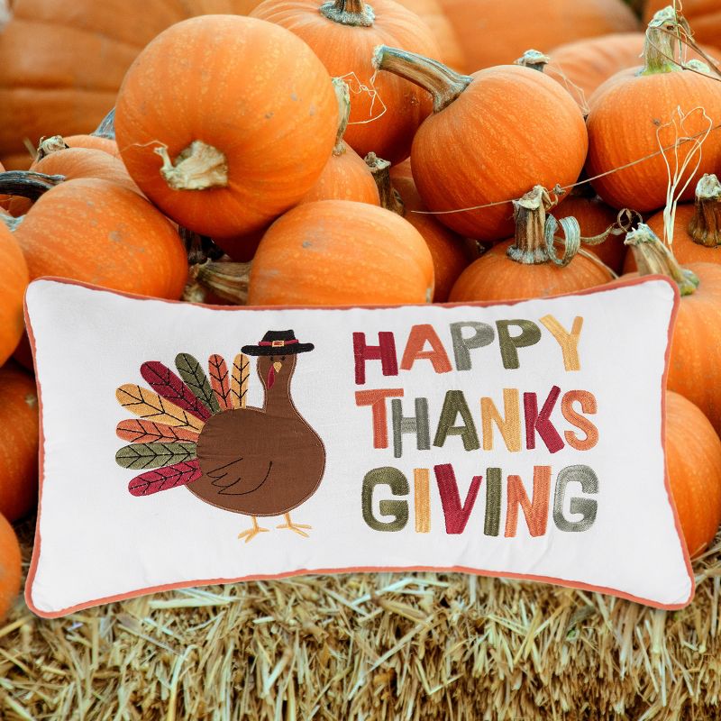 C&F Home 12" x 24" Happy Thanksgiving Turkey Embroidered Fall Throw Pillow, 4 of 9