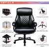 Vynxaria Big and Tall Office Chair 400lbs Heavy Duty Executive Desk Chair, 24"W Extra Wide Seat, High Back Ergonomic Bonded Leather - 2 of 4