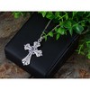 Alilang Vintage-Inspired Silvery Tone Cross Pendant Necklace with Crystal Rhinestone Accents - 2 of 3