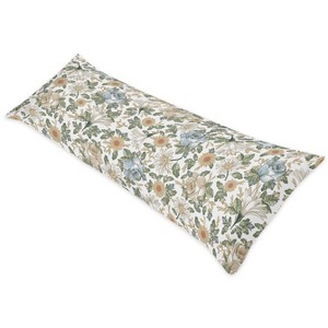Sweet Jojo Designs Girl Body Pillow Cover (Pillow Not Included) 54in.x20in. Vintage Floral Blue Yellow and Gold - 1 of 4