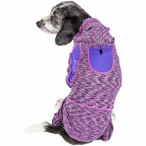 Pet Life (R) Active 'Downward Dog' Heathered Performance 4-Way Stretch Two-Toned Full Body Warm Up Hoodie - 1 of 4