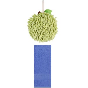 REGALWOVEN Absorbent Soft Decorative Hand Towels for Bathroom 13" x 30"/6" x 6" 2 Pcs - 1 of 4