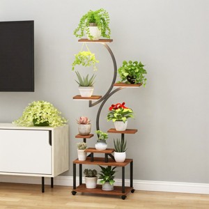 61 Inch Indoor Tall Plant Stand With Grow Light,8 Tiered S-Shaped Metal Plant Stand,Metal Plant Display Stand For Home Patio-Coolbibila - 1 of 4